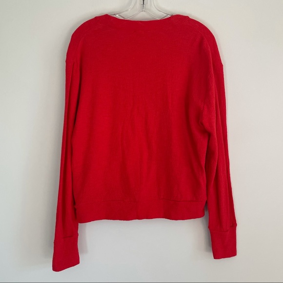 J. CREW Faux Wrap Textured Crepe Blouse Top Red Medium M - Picture 10 of 15